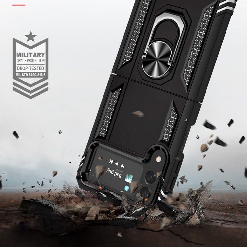 Samsung Galaxy Z Flip 4 5G Case with 360 Degree Rotating Holder - Black