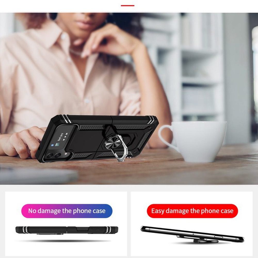 Samsung Galaxy Z Flip 4 5G Case with 360 Degree Rotating Holder - Black