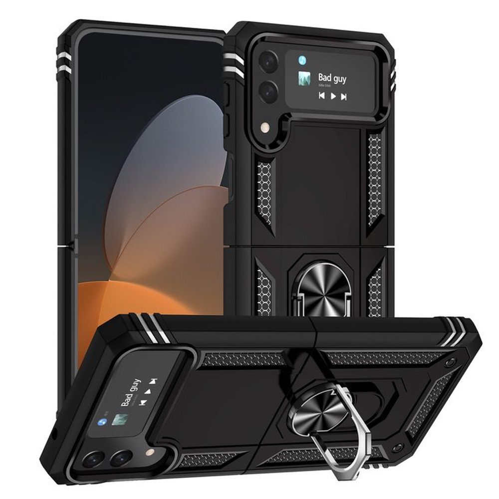 Samsung Galaxy Z Flip 4 5G Case with 360 Degree Rotating Holder - Black
