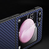 Samsung Galaxy Z Flip5 Case Carbon Fiber Texture Glass Panel - Dark Purple