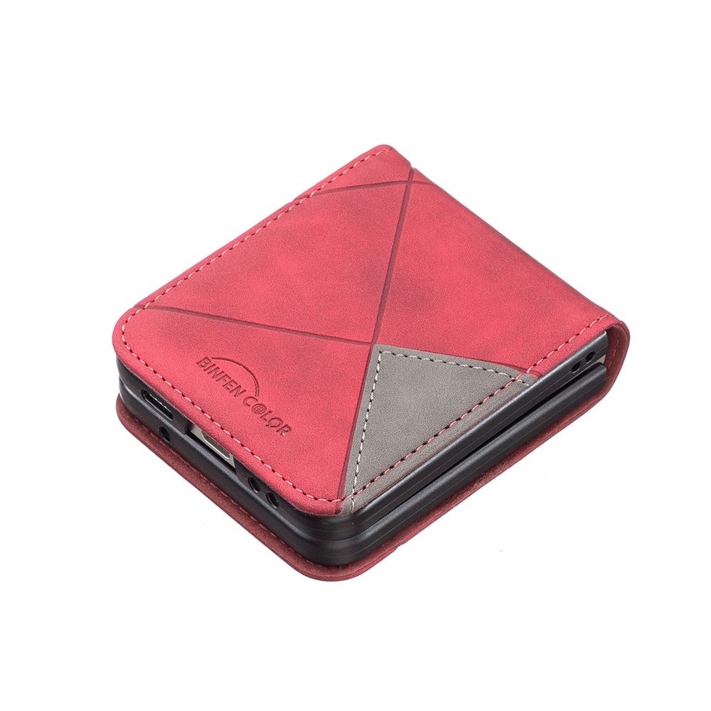 Samsung Galaxy Z Flip5 Case Rhombus Texture PU Leather - Red