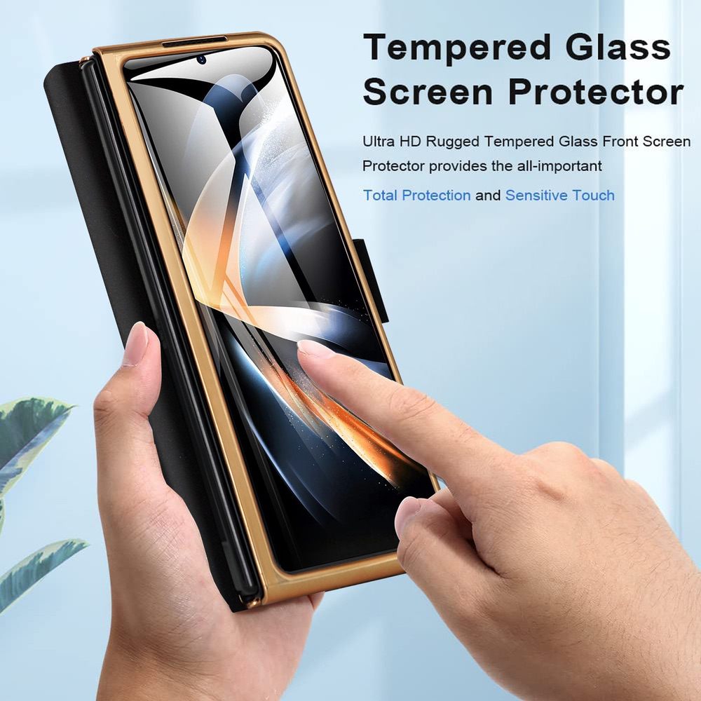Samsung Galaxy Z Fold5 Case With Pen Holder & Tempered Glass - Black