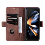 Samsung Galaxy Z Fold5 5G Case Magnetic Calf Texture Flip Wallet - Dark Brown