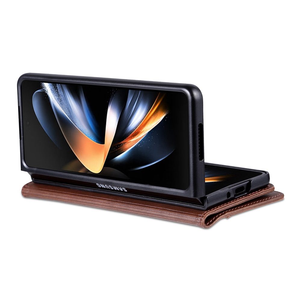 Samsung Galaxy Z Fold5 5G Case Magnetic Calf Texture Flip Wallet - Dark Brown