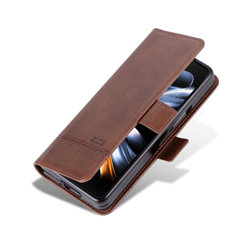 Samsung Galaxy Z Fold5 5G Case Magnetic Calf Texture Flip Wallet - Dark Brown