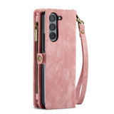 Samsung Galaxy Z Fold5 Case Multi-slot Zipper Wallet - Pink