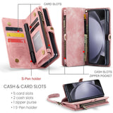 Samsung Galaxy Z Fold5 Case Multi-slot Zipper Wallet - Pink