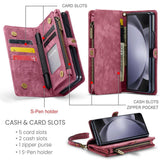 Samsung Galaxy Z Fold5 Case Multi-slot Zipper Wallet - Red