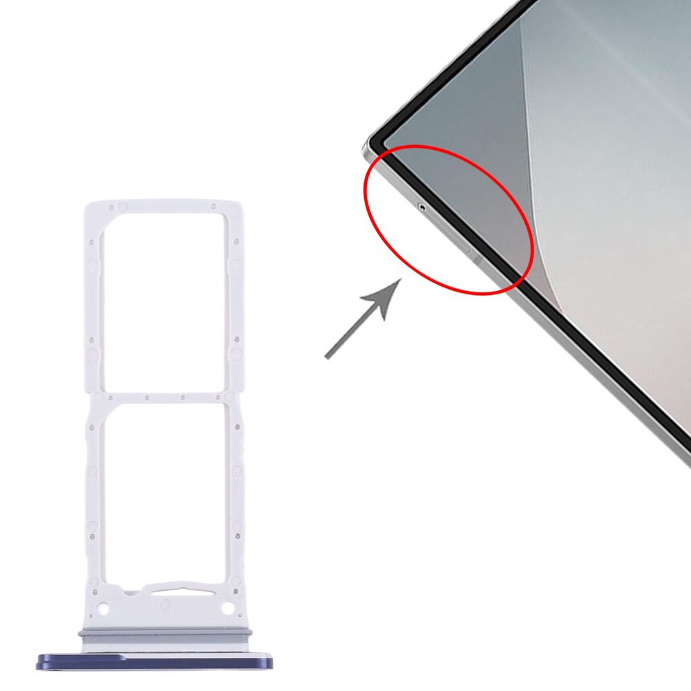 Samsung Galaxy Z Fold6 SIM card tray slot in blue shown alongside a phone diagram, indicating its placement and compatibility.
