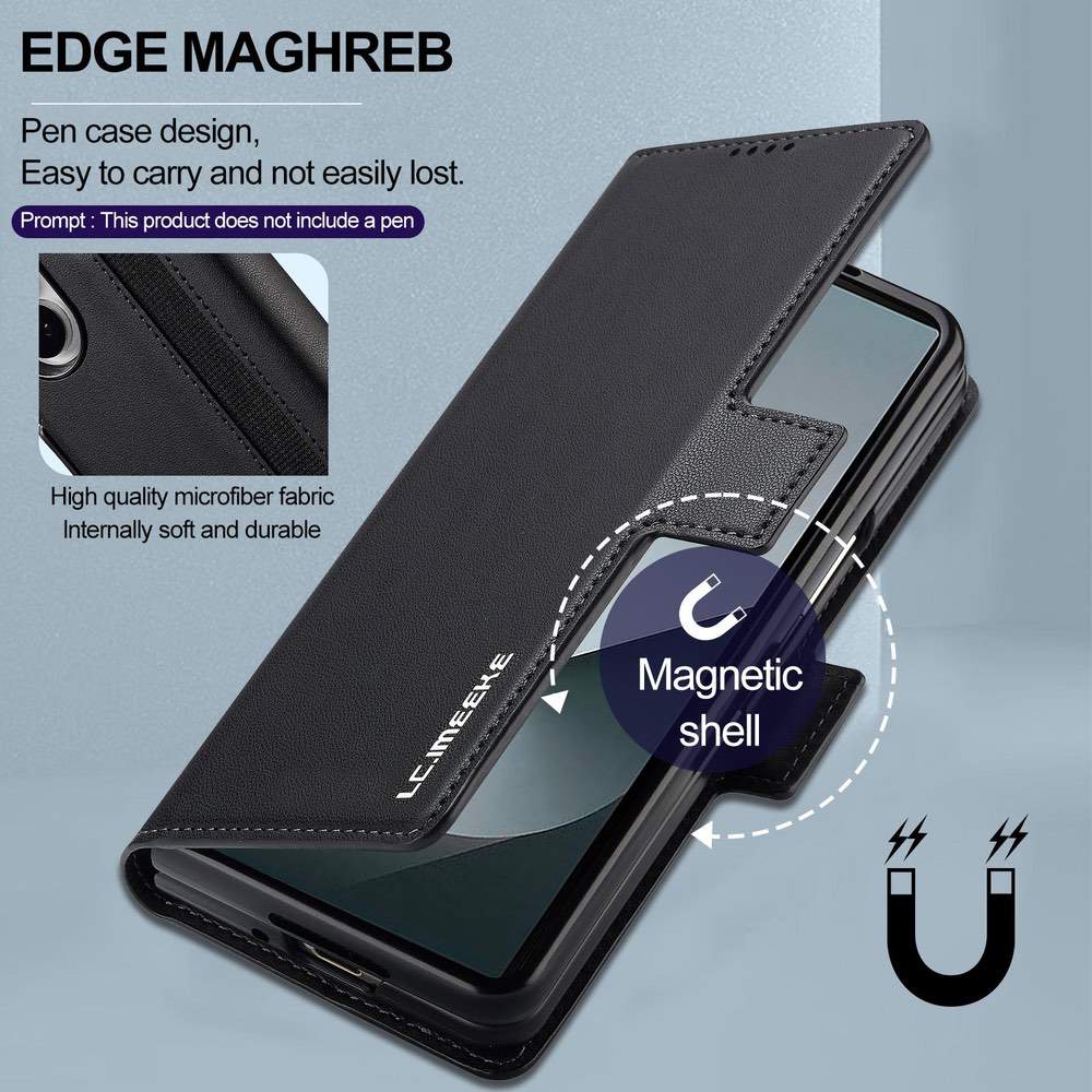 Samsung Galaxy Z Fold7 5G LC.IMEEKE L1 Frosted PU Case - Black
