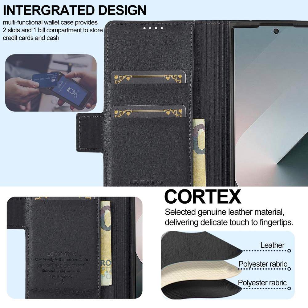 Samsung Galaxy Z Fold7 5G LC.IMEEKE L1 Frosted PU Case - Black