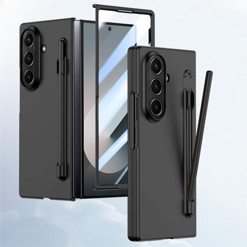 Samsung Galaxy Z Fold7 Case Skin Feel with Pen Slot & Screen Protector - Black