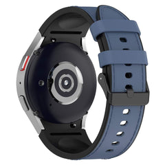 Silicone PU Leather Band for Galaxy Watch6 – Blue & Black