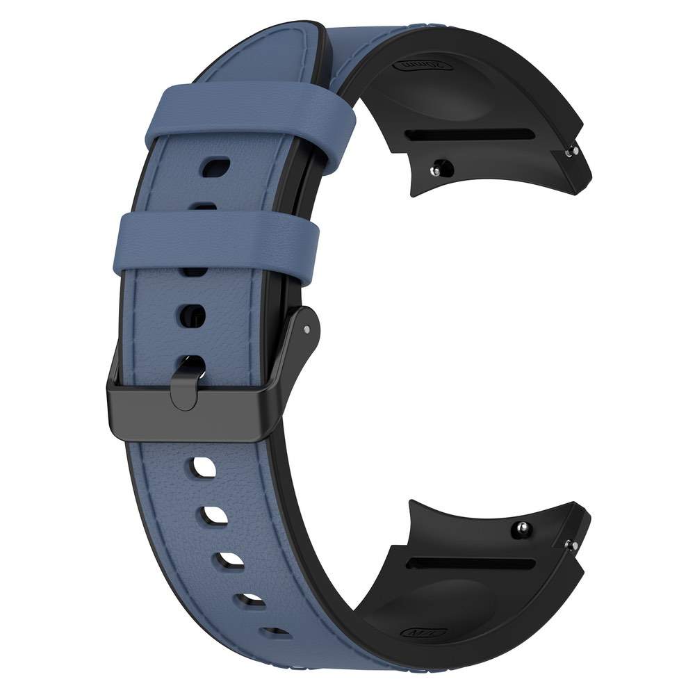 Silicone PU Leather Band for Galaxy Watch6 – Blue & Black