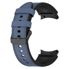 Silicone PU Leather Band for Galaxy Watch6 – Blue & Black
