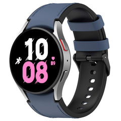 Silicone PU Leather Band for Galaxy Watch6 – Blue & Black