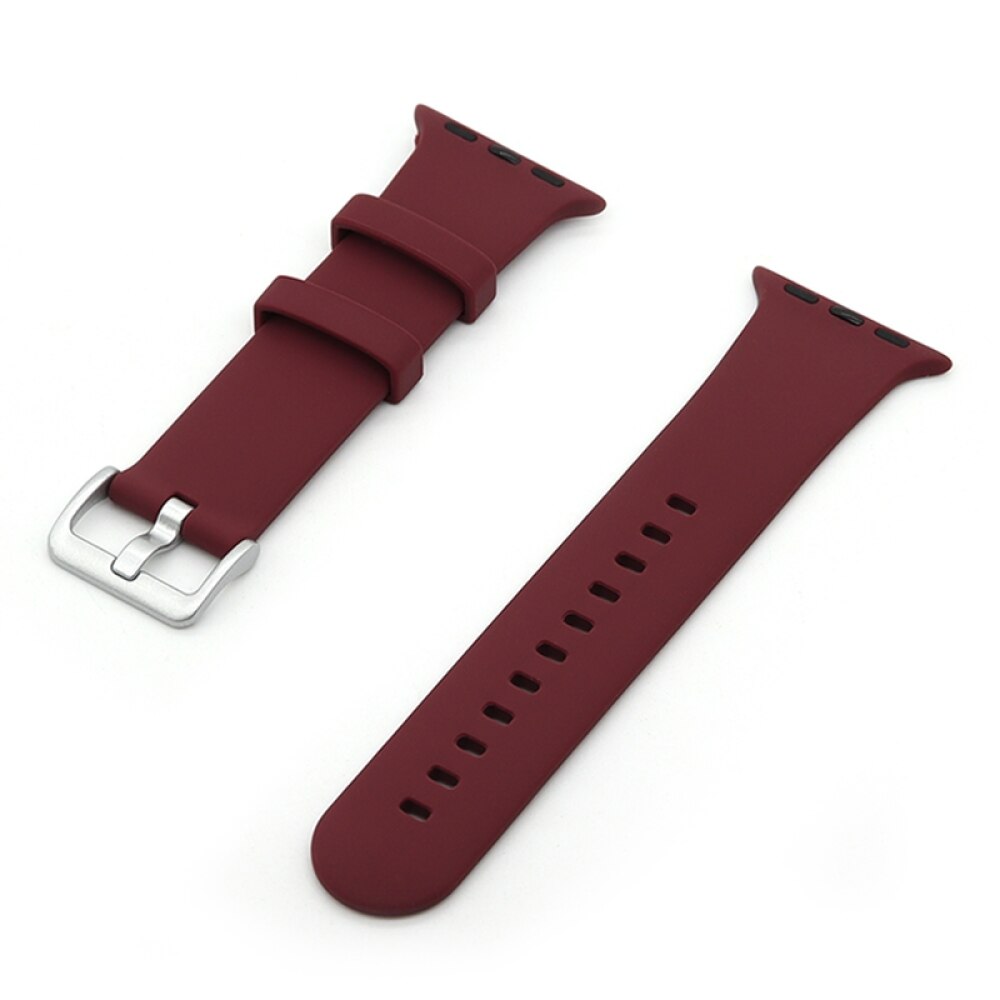 Silver Buckle Silicone Strap For Apple Watch Series 49 / 45 / 44 / 42mm - Bronze Purple