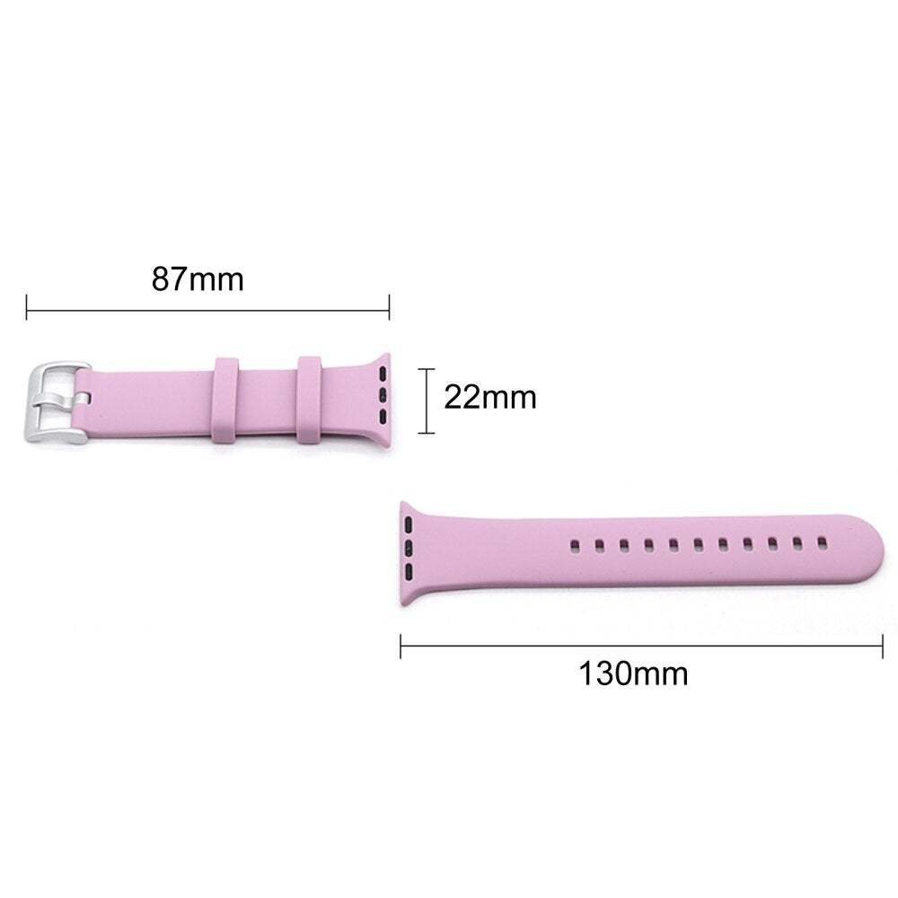 Silver Buckle Silicone Strap For Apple Watch Series 49 / 45 / 44 / 42mm - Walnut