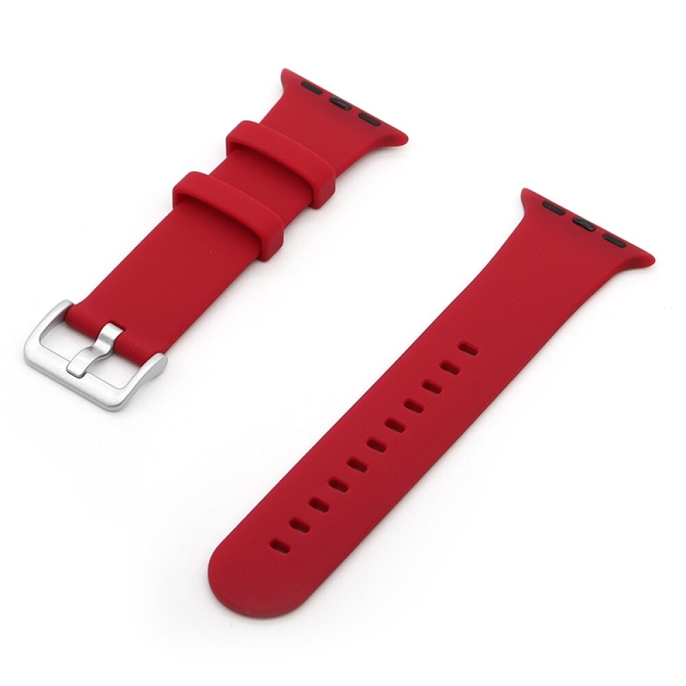 Silver Buckle Silicone Strap For Apple Watch Series 41 / 40 / 38mm - Dark Red