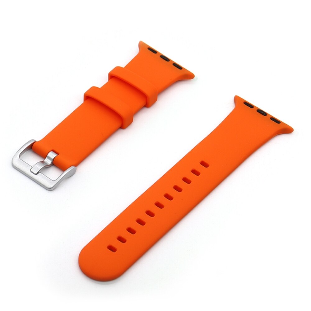 Silver Buckle Silicone Strap For Apple Watch Series 41 / 40 / 38mm - Orange