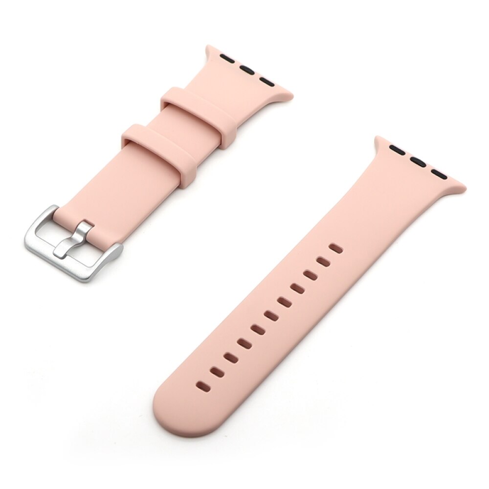 Silver Buckle Silicone Strap For Apple Watch Series 41 / 40 / 38mm - Pink Sand