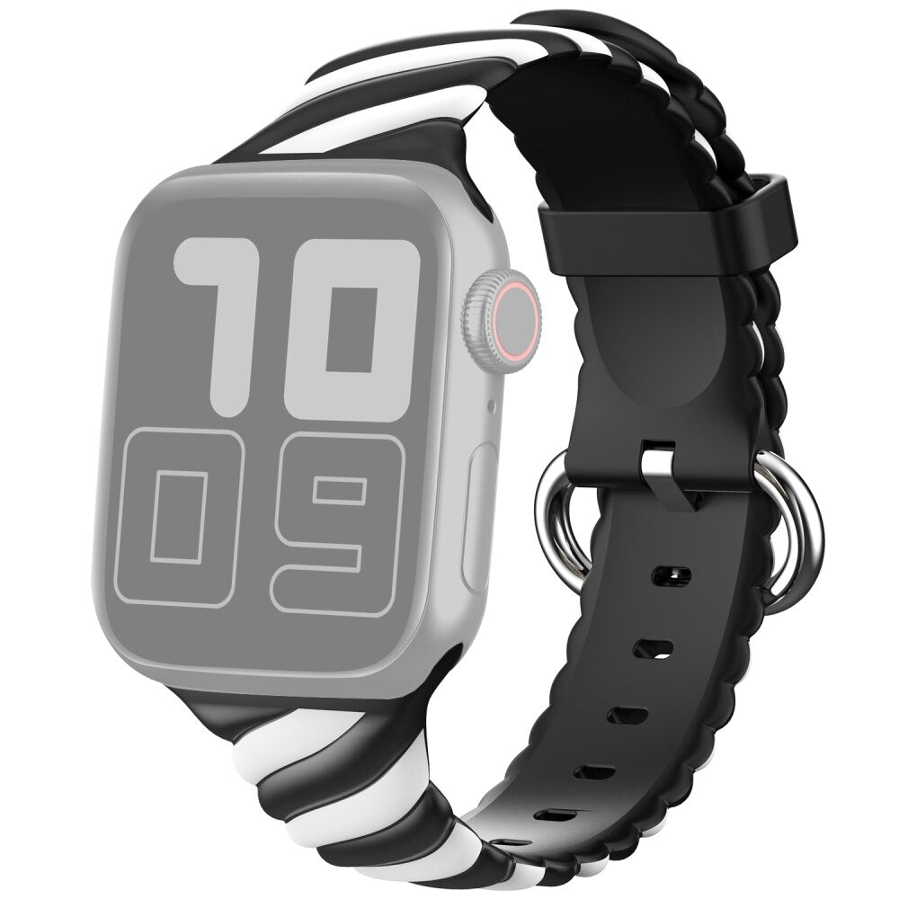 Two-color Twist Band for Apple Watch 49mm / 45mm / 44mm / 42mm - Black White