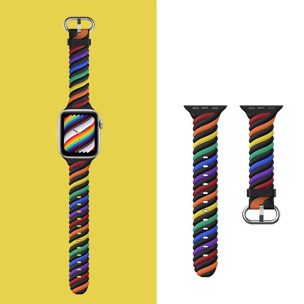 Multi-Tone Twist Band for Apple Watch 41mm / 40mm / 38mm - Rainbow Black