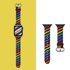 Multi-Tone Twist Band for Apple Watch 41mm / 40mm / 38mm - Rainbow Black