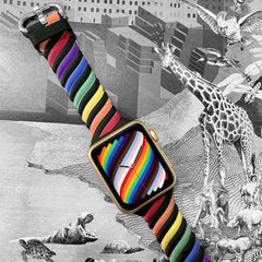 Multi-Tone Twist Band for Apple Watch 41mm / 40mm / 38mm - Rainbow Black