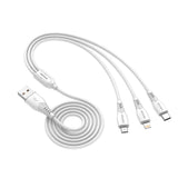 Type C, Lightning, Micro USB 3 IN 1 Fast Charging Cable White - 1.2M