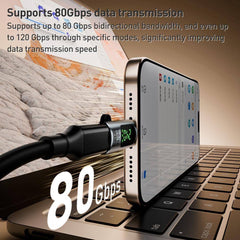 Type-C Male to Female 240W 80Gbps Adapter with Display – White