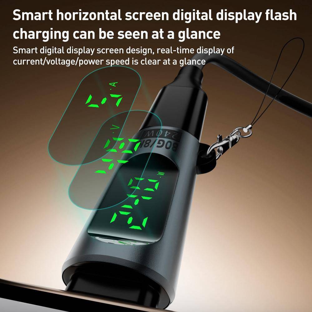 Type-C Male to Female 240W 80Gbps Adapter with Display – White