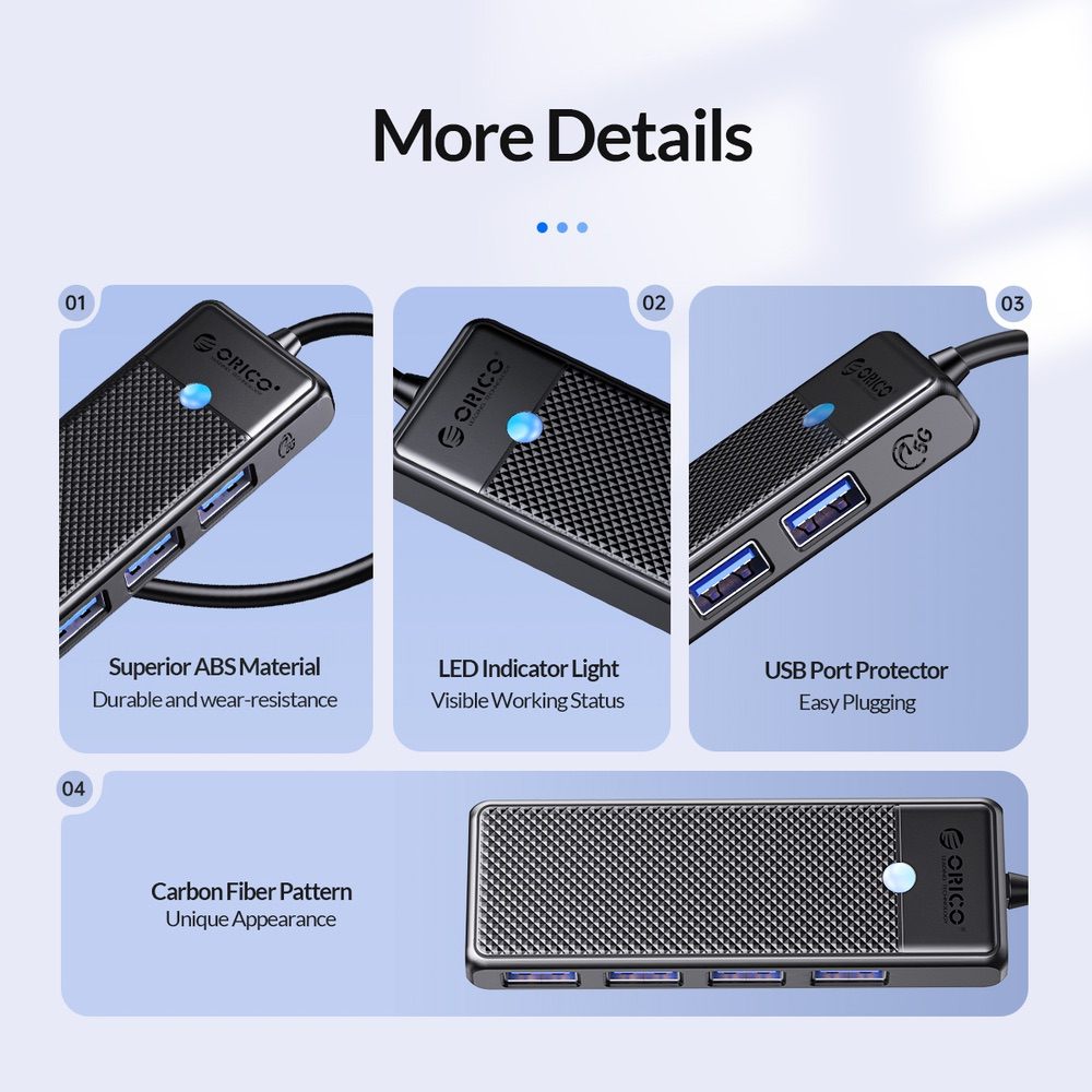 USB HUB 4 in 1 ORICO Multi-function Docking Station Adapter - Black