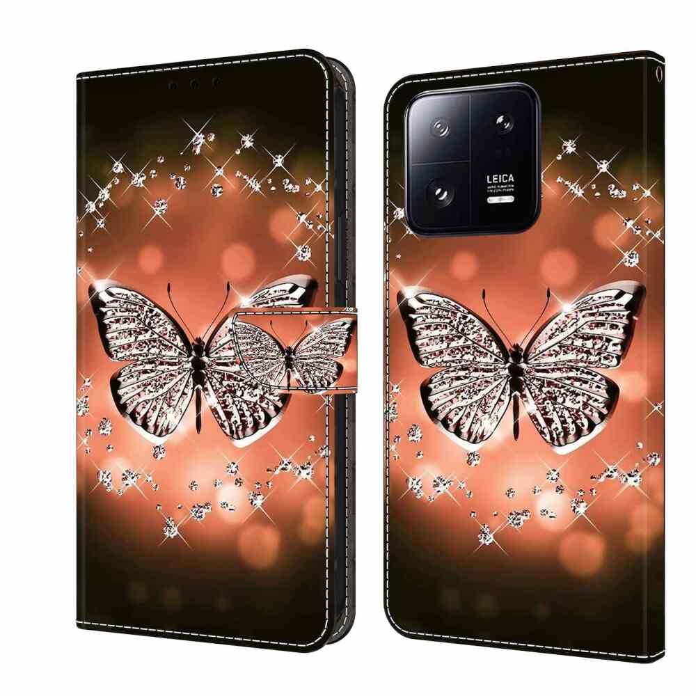 Xiaomi 13 Pro Case Shockproof PU Leather - Crystal Butterfly