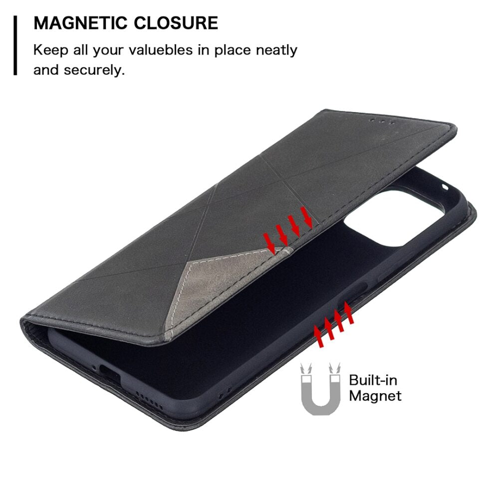 Xiaomi Mi 11 Lite Case Rhombus Texture PU Leather - Black