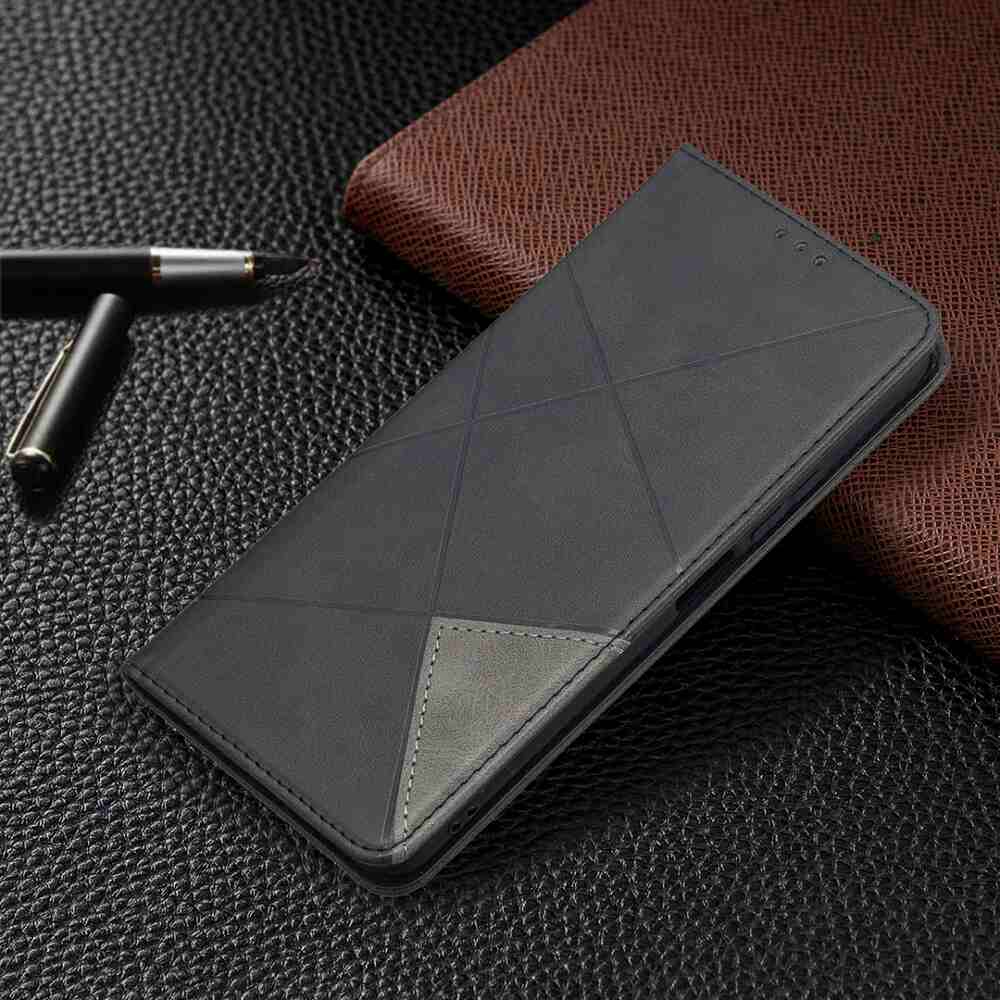 Xiaomi Mi 11 Lite Case Rhombus Texture PU Leather - Black