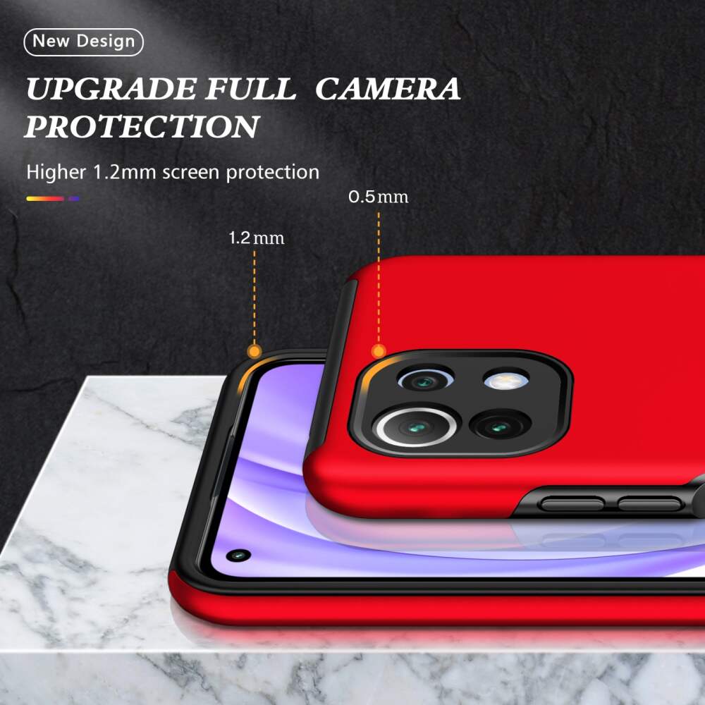 Xiaomi Mi 11 Lite Case Protective Metal Ring Holder - Red