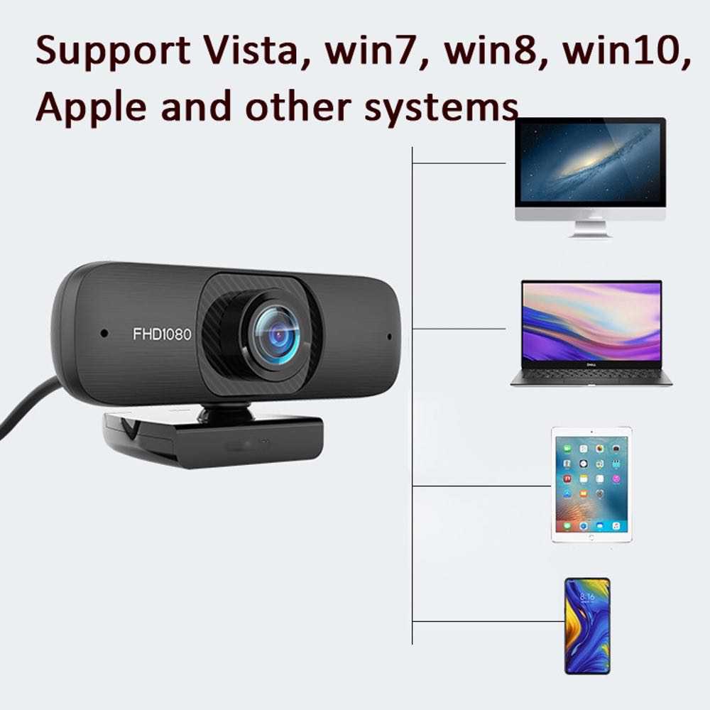 Webcam With Microphone HD 1080P High Definition - Black