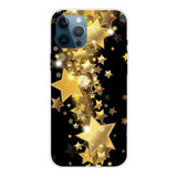 iPhone 12/12 Pro Case Made With Soft TPU - Gold Star Pattern