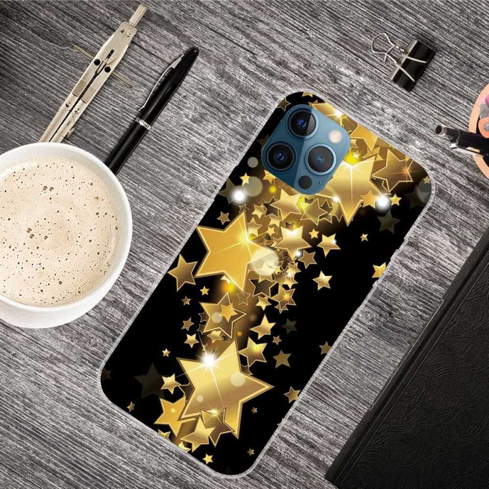 iPhone 12/12 Pro Case Made With Soft TPU - Gold Star Pattern