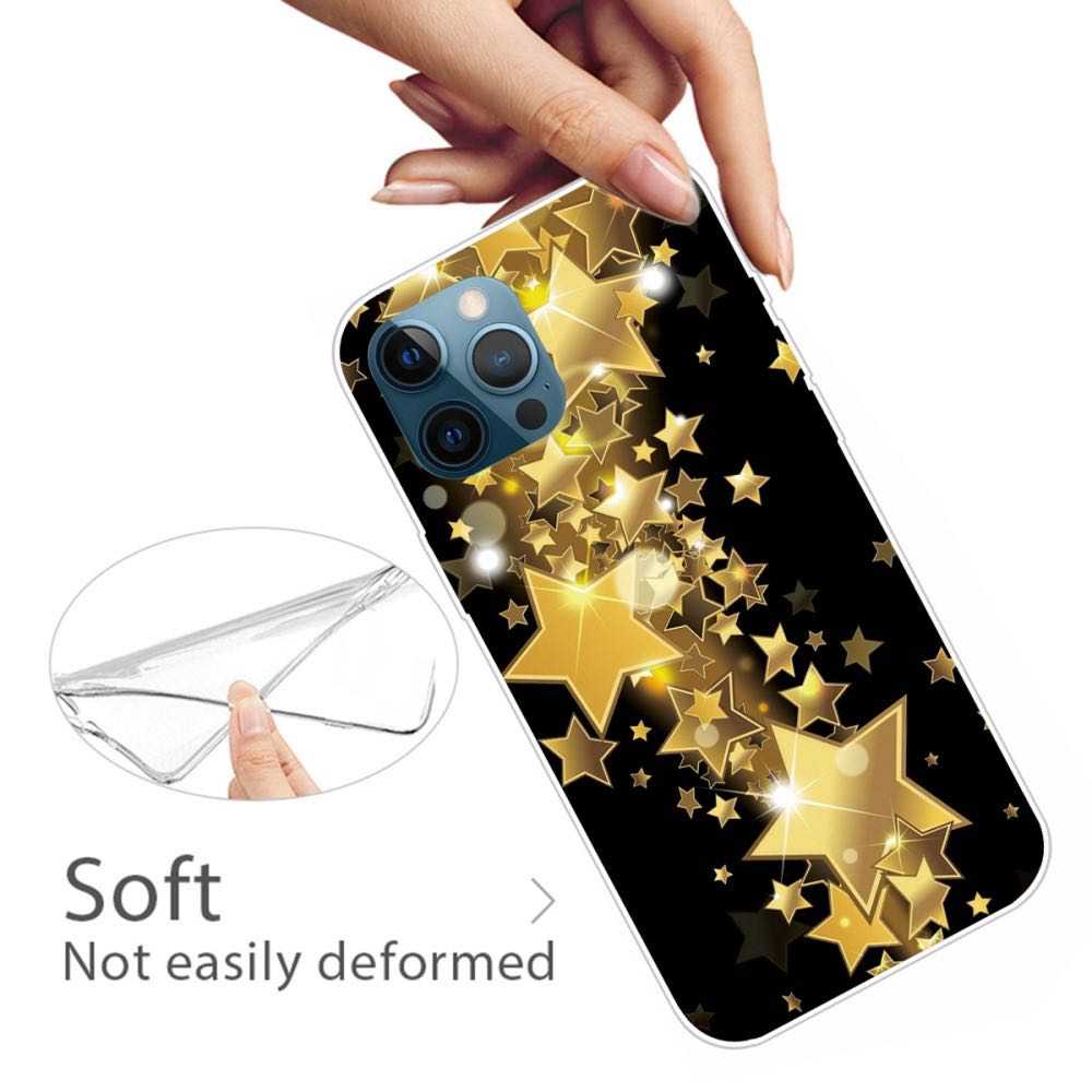 iPhone 12/12 Pro Case Made With Soft TPU - Gold Star Pattern