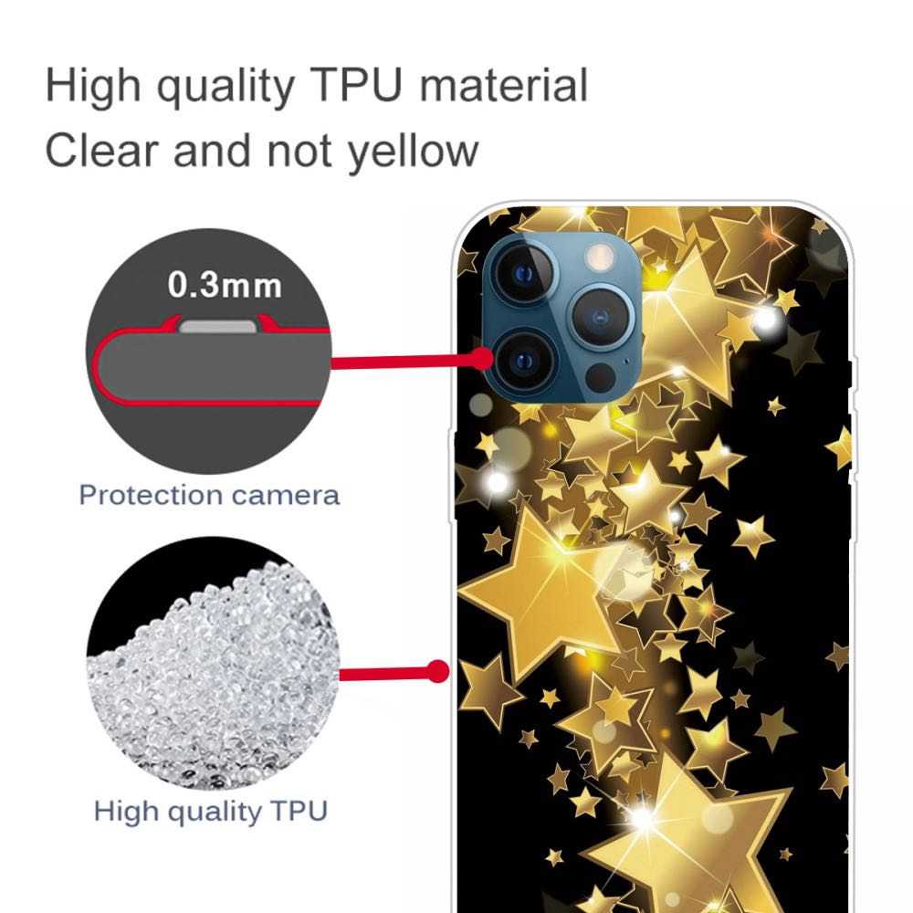 Gold Star Pattern Design Soft TPU iPhone 12/12 Pro Case