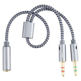 3.5mm Female to Microphone + Audio Male Braided Audio Cable