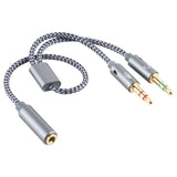 3.5mm Female to Microphone + Audio Male Braided Audio Cable