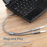 3.5mm Male to Microphone + Audio Female Braided Audio Cable