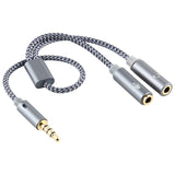 3.5mm Male to Microphone + Audio Female Braided Audio Cable