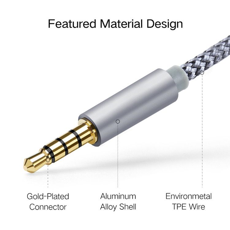 Audio Cable Braided 3.5mm Male to Microphone + Audio Female