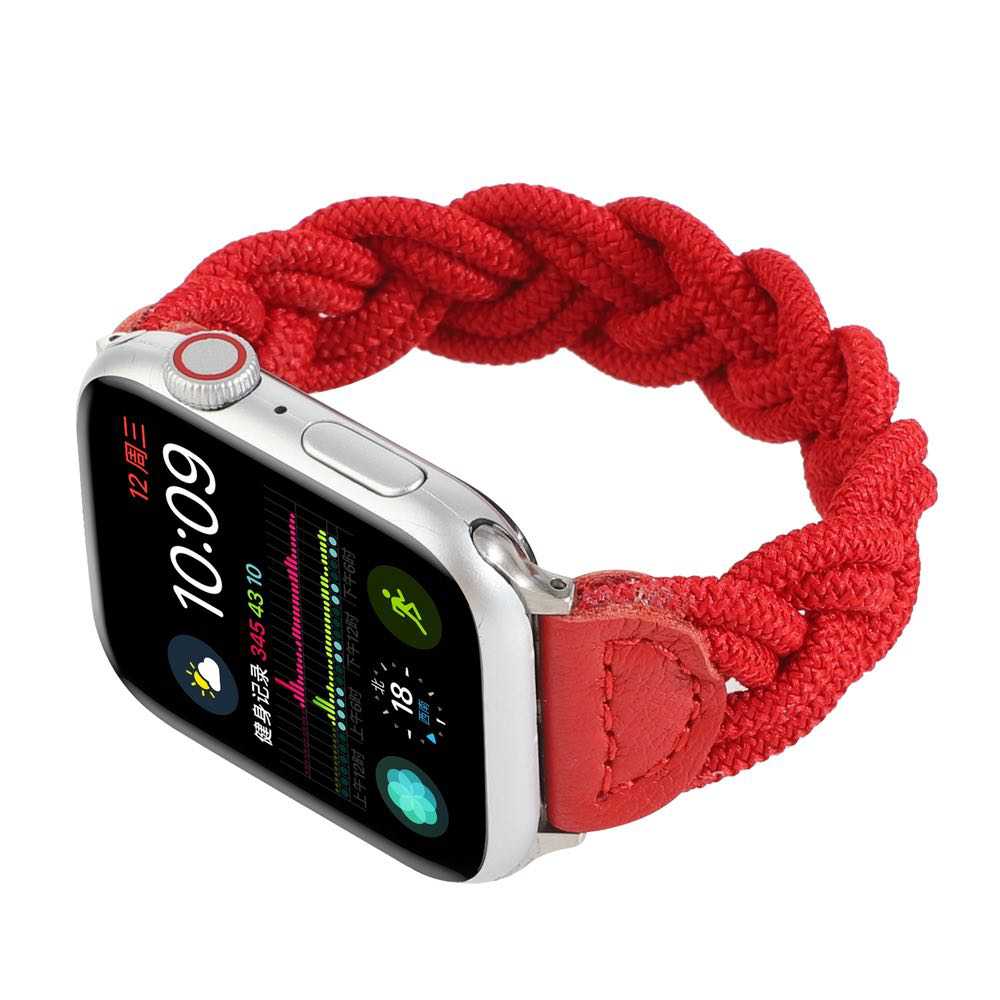 Apple Watch Strap Elastic Woven Watchband 49mm/45mm/44mm/42mm - Red