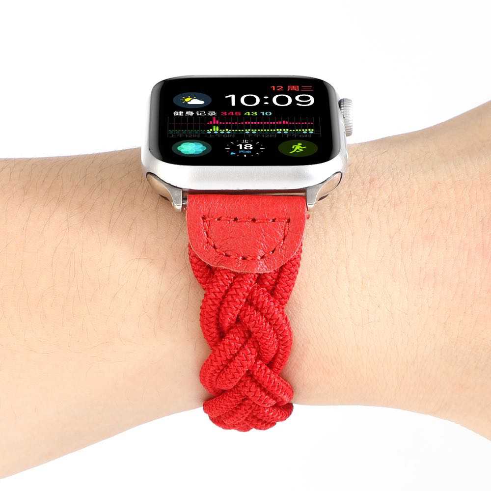 Apple Watch Strap Elastic Woven Watchband 49mm/45mm/44mm/42mm - Red