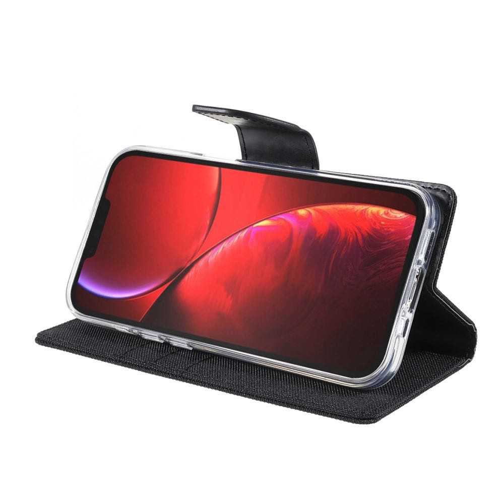 Best Mercury Canvas iPhone 13 Pro Max Wallet Case - Black